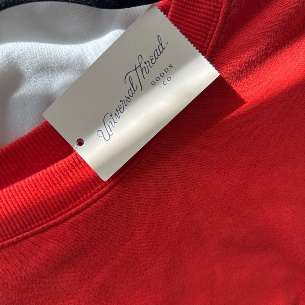 Red Cropped Oversized Sweatshirt - Picture 4 of 4